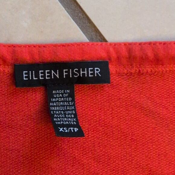 Eileen Fisher Tencel Terry Ballet Neck Tunic Hot Reddish Orange Size XS - Picture 4 of 9